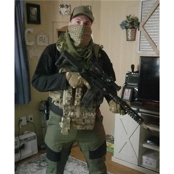 Explore Land Cotton Shemagh Scarf - Tactical Desert Head Wrap with Tassels - Picture 5 of 7